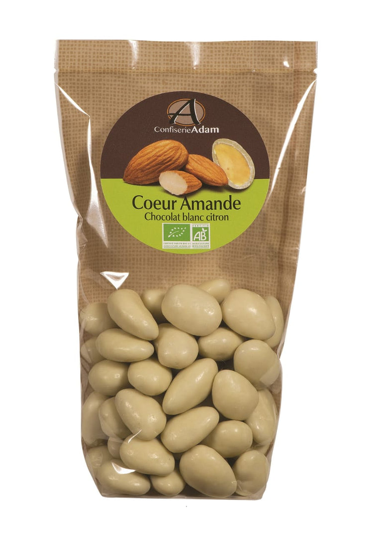 Confiserie Adam Organic Roasted Almond Coated with Lemon Flavored White Chocolate - 150g