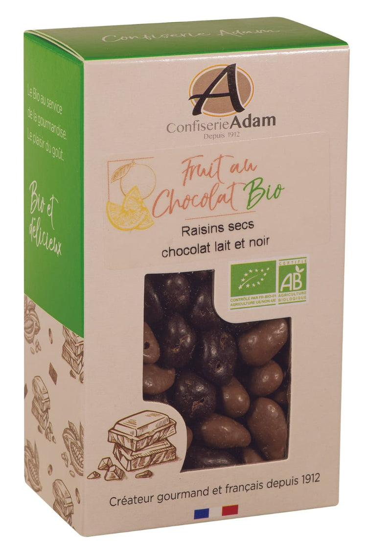 Confiserie Adam Organic Milk and Dark Chocolate Raisin - 150g