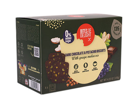 Bites of Delight Gluten Free Vegan Dark Chocolate & Pistachio Biscuit 120g