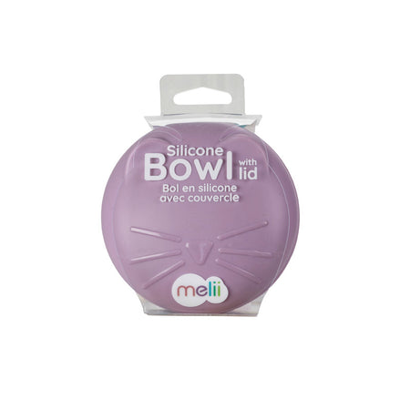 Melii Silicone Bowl with Lid 350ml Purple Cat