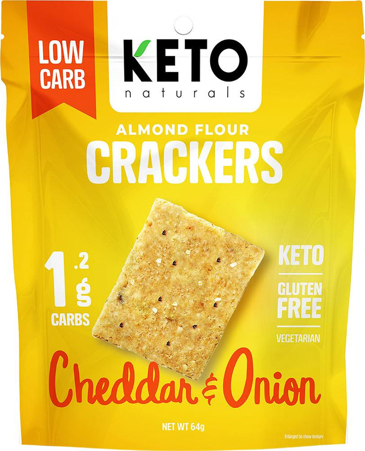 Keto Naturals Almond Flour Crackers Cheddar & Onion 64g