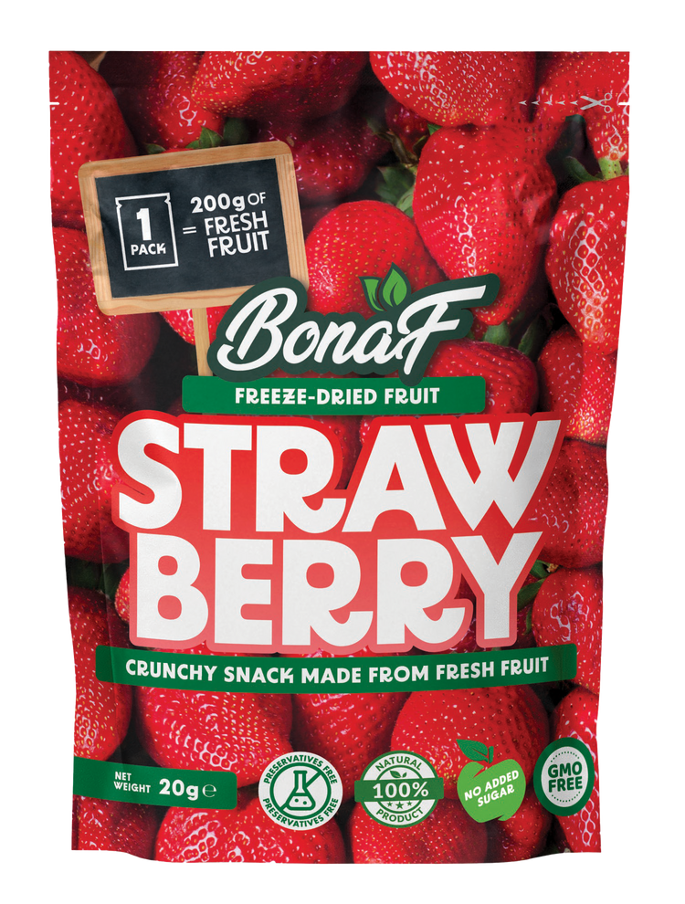 Bonaf 100% Natural Crunchy Strawberry Freeze Dried 20g