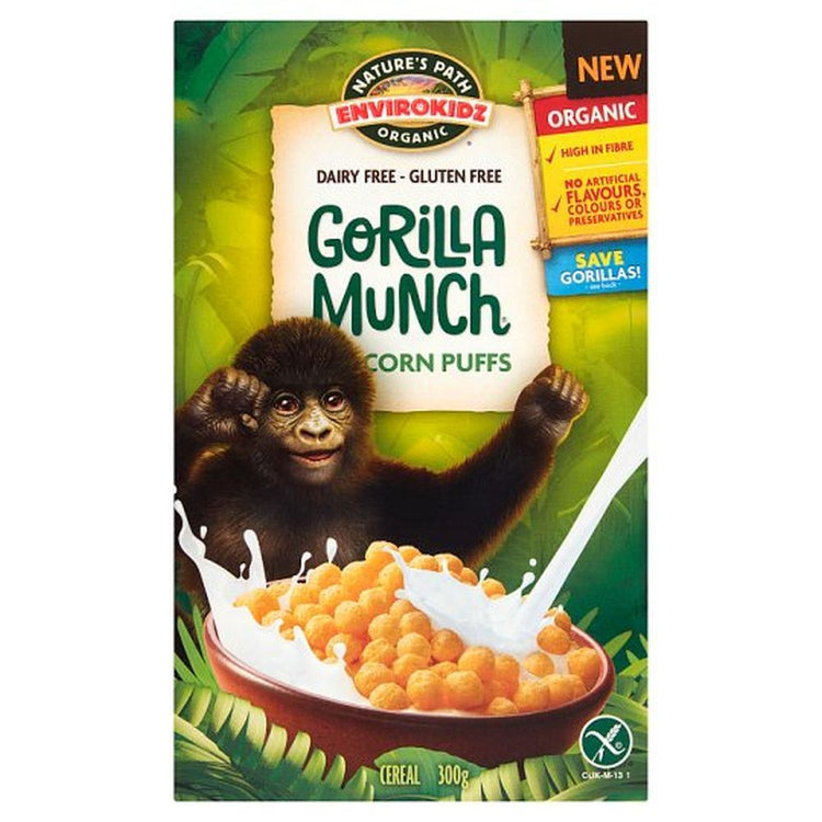 Nature's Path Envirokidz Organic Gorilla Munch Corn Puffs 300g, Dairy Free / Gluten Free